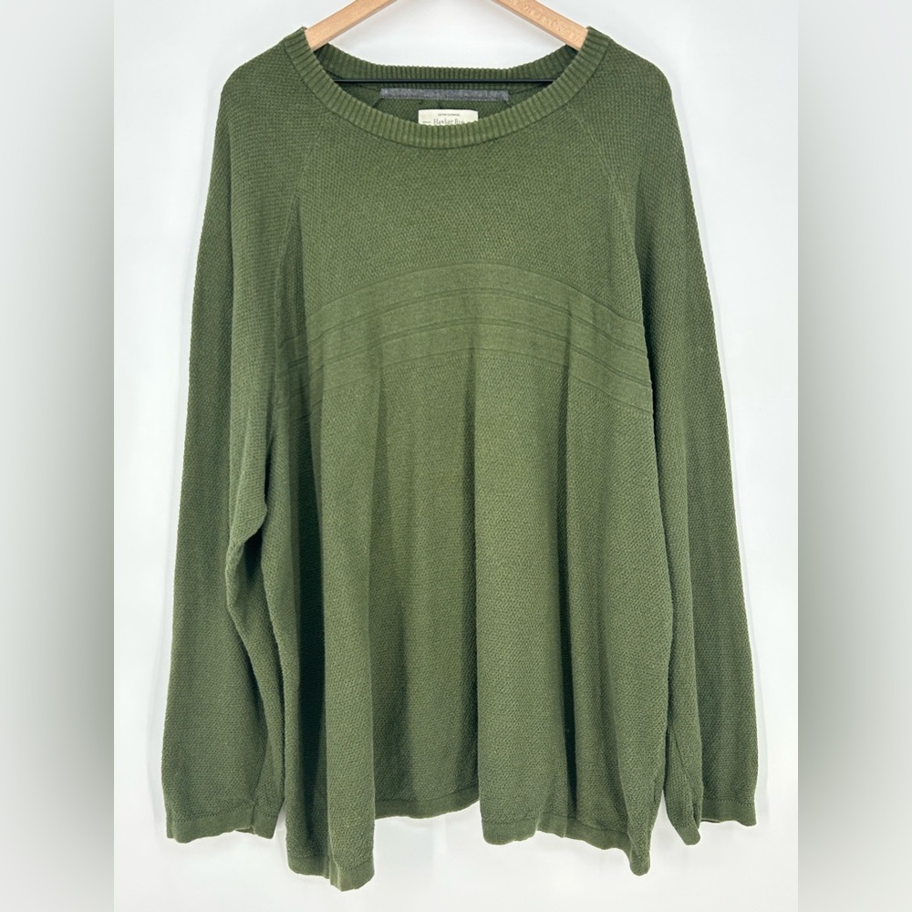 Hawker Rye Cotton Cashmere Crewneck Sweater‎ In Olive Green- Men's XXL
